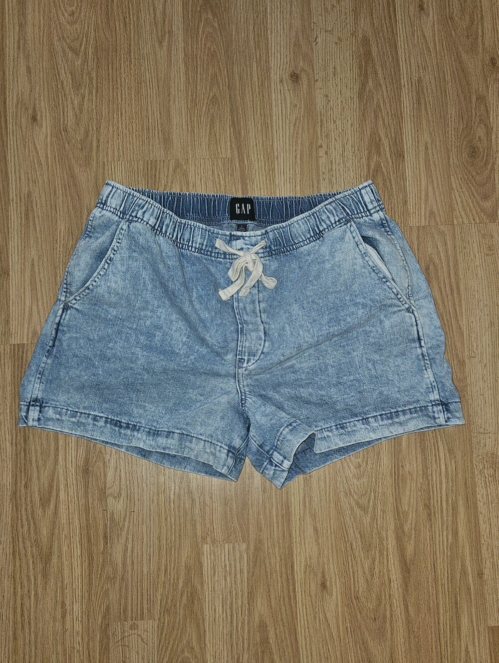 GAP Women's Washed Light Blue Denim High Waist Shorts